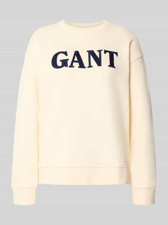 GANT Sweatshirt mit Rundhalsausschnitt und Label-Stitching in Ecru, Gr&ouml;&szlig;e S