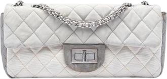 Chanel Pre-owned East West Flap - Dames - Vintage Schoudertas - Wit - ONE Size - Katoen - Vintage
