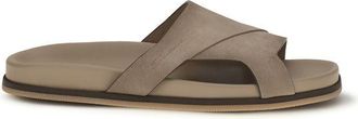 Santoni Beige Calf Leather Bos Taurus Flat Mens Sandals
