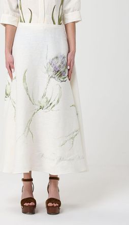 Alberta Ferretti Gonna midi Alberta Ferretti in lino con stampa floreale
