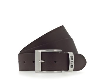 Mustang Lederg&uuml;rtel MUSTANG, Herren, Gr. 120, braun (dunkelbraun), Rindsleder, unifarben, vintage, G&uuml;rtel Lederg&uuml;rtel, Feine Haarnarbung, Vintagecharakter, 4 