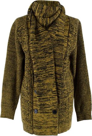 Bottega Veneta Yellow & Black Marl Knit Cardigan Size XXS