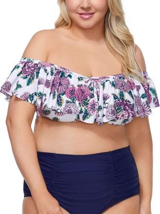 Raisins Womens Trendy Flounce Bikini Top In Wild Romance
