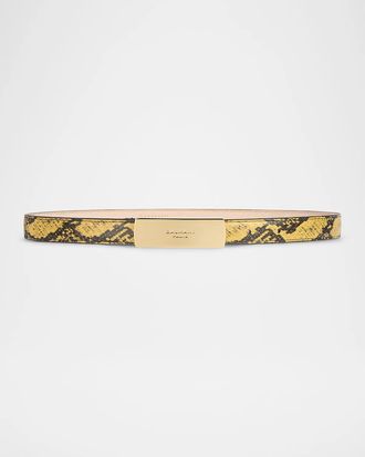 Balmain Python-Embossed Leather Belt