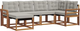 vidaXL Conjunto De Sof&aacute;s De Exterior 6 Uds. Gris Natural Y Claro Vidaxl
