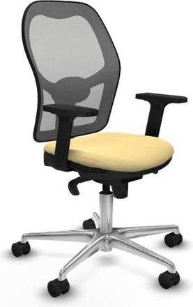 Piqueras y Crespo Piqueras Y Crespo - Jorquera Sincro Malla Gris Similpiel Crema Brazos 2d Base Aluminio Ruedas 65mm Nailon