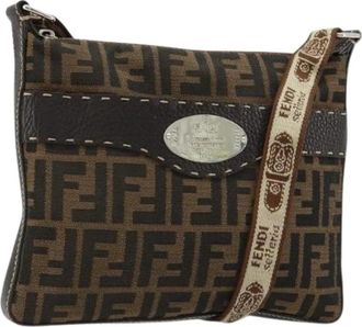 Fendi Pre-owned Vintage Zucca Canvas Shoulder Bag - Dames - Vintage Schoudertas - Bruin - ONE Size - Leer - Vintage
