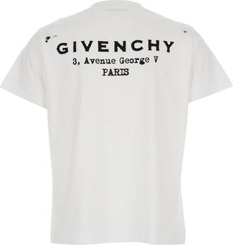 Givenchy Womens White Crewneck T-Shirt With Logo Detail Cotton T-Shirts & Jerseys
