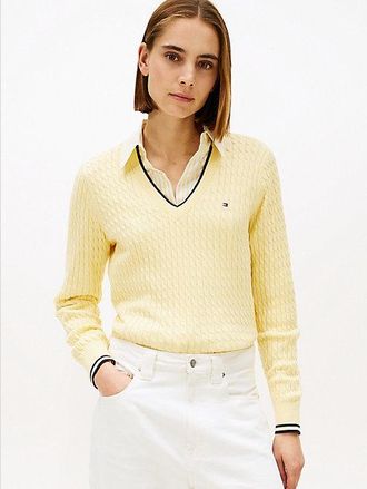 Tommy Hilfiger Cable Knit V-Neck Jumper