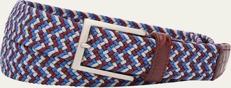 W. Kleinberg Mens Stretch Woven Belt with Alligator Trim