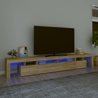 Berkfield Home TV Cabinet with LED Lights Sonoma Oak 260x36.5x40 cm in Brown