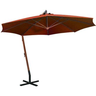vidaXL Sombrilla Jard&iacute;n Colgante Palo Madera Abeto Terracota 3,5x2,9 M Vidaxl