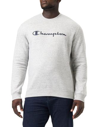 Champion Mens American Classics Fall Fleece Big Logo Crewneck Hoodie, Grey Melange, M