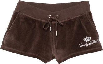 Sporty & Rich Korte Broeken, Dames, Bruin, L, Katoen, Juicy Script Velour Short