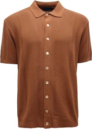 Daniele Fiesoli Short Sleeve Shirts, male, Brown, Size: 2XL 2086 Knitted Shirt