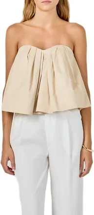 endless rose Strapless Pintuck Sweetheart Neck Top in Beige at Nordstrom, Size Medium