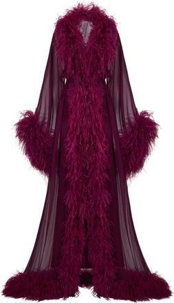 Taller Marmo Abito lungo Vedette con piume - Viola