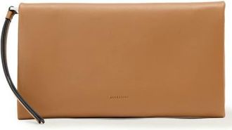 AllSaints Harluna Leather Clutch in Toffee Brown at Nordstrom