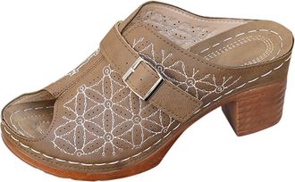 Generic Large Open Toe High Heeled Slippers for European and American Foreign Trade, Women Sandals with Thick Heel and Buckle, Fashion Sandals with High Heels