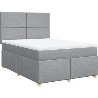 vidaXL Vidaxl - Cama Box Spring Con Colch&oacute;n Tela Gris Claro 160x200 Cm