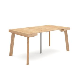 Skraut Home Skraut Home - Mesa Consola Extensible, Mesa Comedor Plegable, 160, Para 8 Comensales, Patas De Madera, Estilo Moderno, Roble