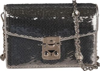 Miu Miu Metallic Flap Chain Schoudertas - Dames - Handtassen - Grijs - ONE Size - Leer - Tassen