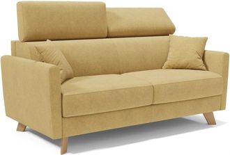 Divani.Store Sof&aacute; cama con reposacabezas ajustables 160 cm amarillo