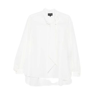 Emporio Armani Overhemden, Dames, Wit, XS, Witte Strikblouse