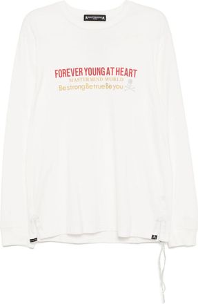 MASTERMIND WORLD slogan print long-sleeves T-shirt - men - Cotton - M - White