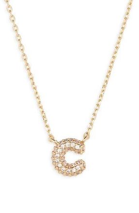 BP. Pav&eacute; Crystal Initial Necklace in C- 14K Gold Dipped at Nordstrom Rack