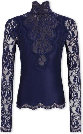 Paco Rabanne Top de cuello alto de encaje - Blouses & Shirts - Mujer - Azul - XS