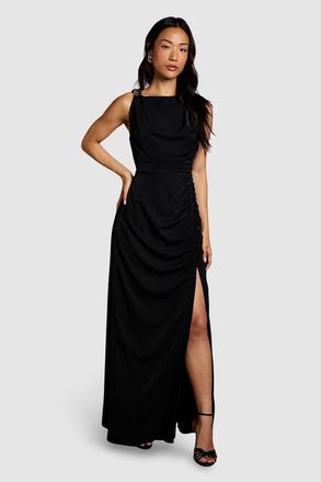 Coast Ruched Side Split Maxi Dress in Black at Nordstrom, Size 8