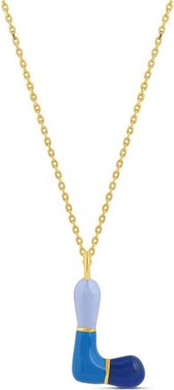 SHYMI Enamel Initial Retro Necklace in Blue at Nordstrom