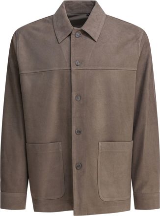Vince Suede Leather Jacket Jackets And Coats Grey