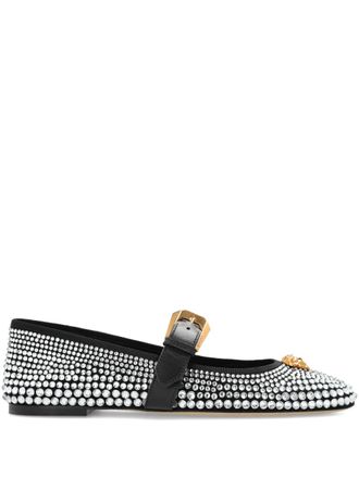 Versace La Medusa studded ballet flats - women - Lambskin/Lambskin/Calf Leather - 36.5 - White