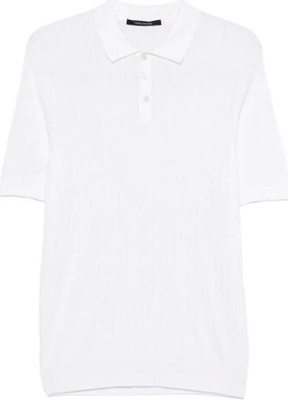 Tagliatore Kart Ribbed Knit Polo - Heren - Polos - Wit - 3XL - Katoen - Tops