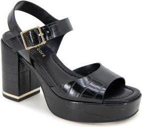 Kenneth Cole Darla Ankle Strap Platform Sandal in Black Croco at Nordstrom Rack, Size 8.5