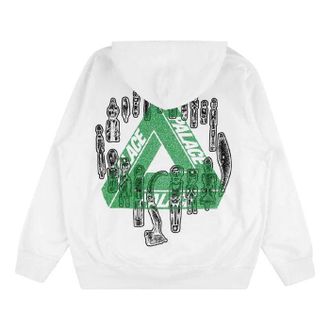 Palace Mens PALACE Jheeze Printing Logo hooded Long Sleeves White P17HD038T