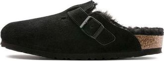Birkenstock Boston Fur Regular Suede Leather Black 0259881