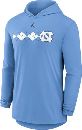 Nike Jordan Mens North Carolina Primetime Pattern Jordan Brand Dri-FIT College Long-Sleeve Hooded T-Shirt in Blue | 0JNB4EYNCN-CZH