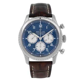 Breitling Pre-owned Breitling Navitimer 8 Chronograph Automatic Chronometer Blue Dial Mens Watch AB0117