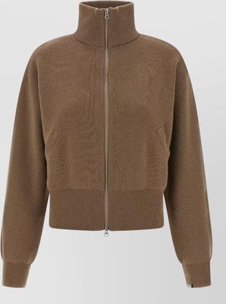 Extreme Cashmere cashmere ribbed high neck cropped zip jacket