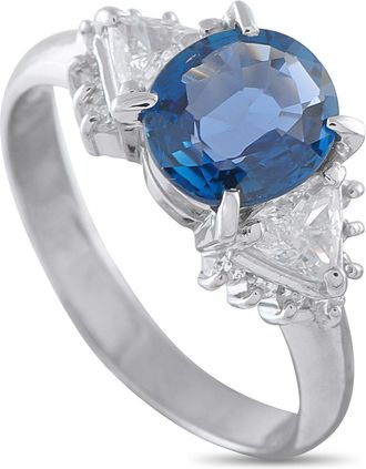 Luxury Bazaar Platinum 0.53 ct Diamond and 1.58 ct Sapphire Ring MF04-110525