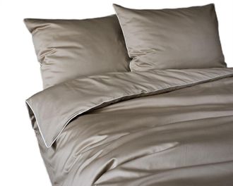 OEM Set Di Biancheria Da Letto In Puro Cotone Makosatin 180x200 C. Beige Tortora Premium