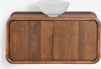 Sklum Conjunto De Mueble De Ba&ntilde;o Suspendido 90x45 Cm En Madera De Mango Maupaul Sklum