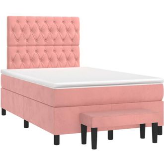 vidaXL Vidaxl - Cama Box Spring Con Colch&oacute;n Terciopelo Rosa 120x190 Cm