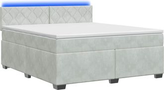 vidaXL Cama Con Base Tapizada, Colch&oacute;n Y Luz Led Gris Claro Vidaxl
