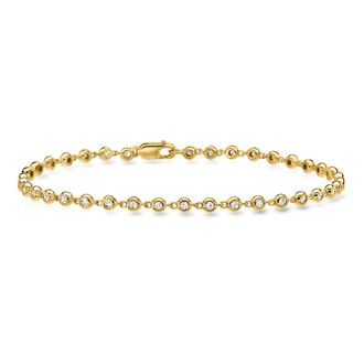 RS Pure by Ross-Simons Bezel-Set Diamond Tennis Bracelet in 18kt Gold Over Sterling