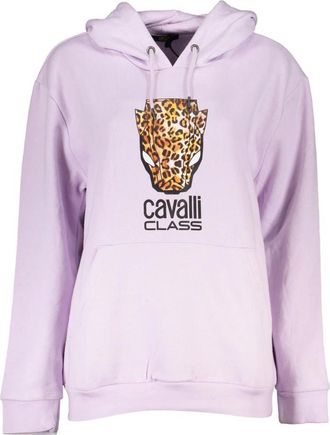 Cavalli Paarse hoodie met logoprint - Dames - Hoodies - Paars - XL - Hoodies & sweatvesten