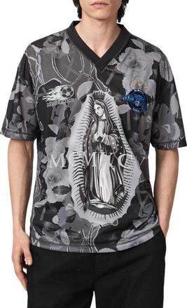 AllSaints Puerto Soccer Jersey in Jet Black at Nordstrom, Size X-Large